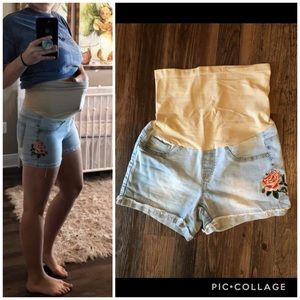 Maternity Floral Jean Shorts